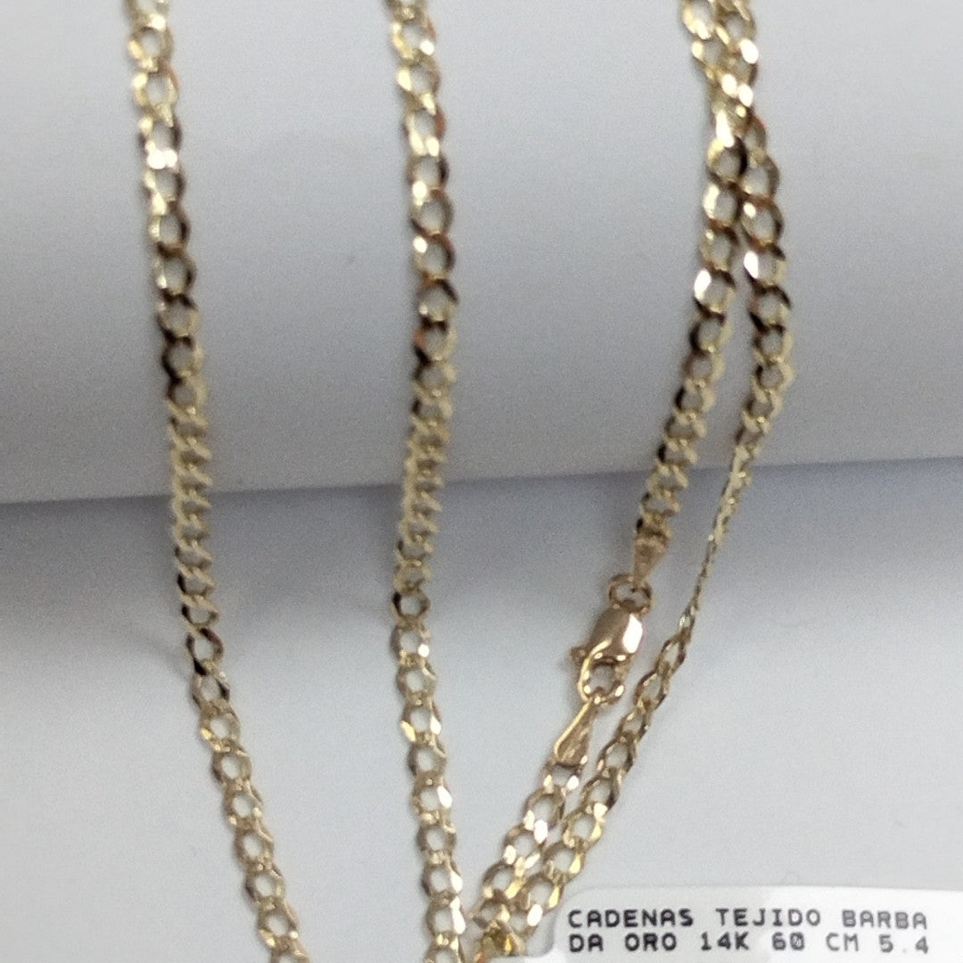 CADENAS TEJIDO BARBADA ORO 14K 60 CM 5.4 GR (NUEVO)