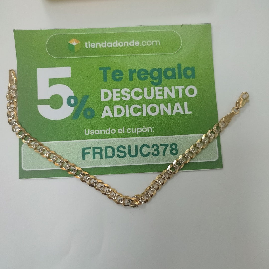 PULSERAS TEJIDO BARBADA DIAMANTADA ORO 14K 18 CM 6.5 GR (NUEVO)