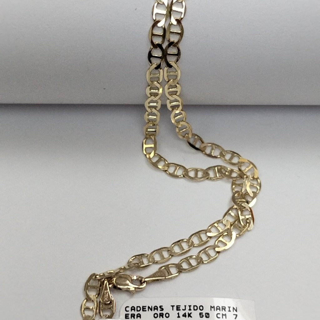 CADENAS TEJIDO MARINERA ORO 14K 50 CM 7.5 GR (NUEVO)