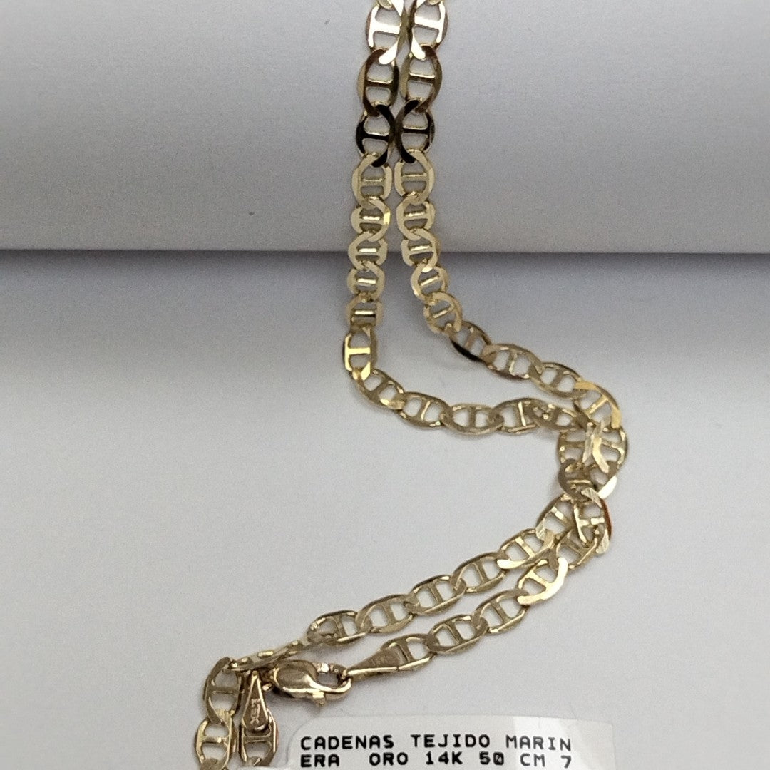 CADENAS TEJIDO MARINERA ORO 14K 50 CM 7.5 GR (NUEVO)