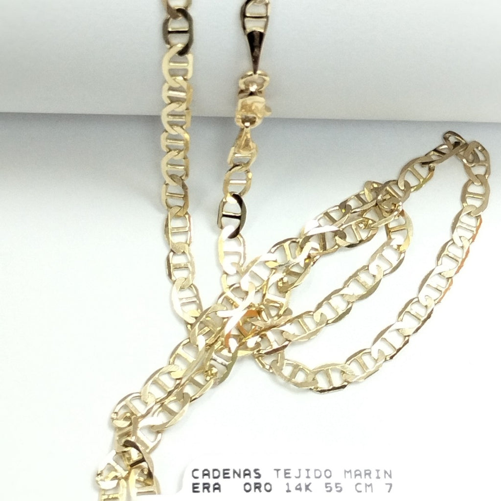 CADENAS TEJIDO MARINERA ORO 14K 55 CM 7.8 GR (NUEVO)