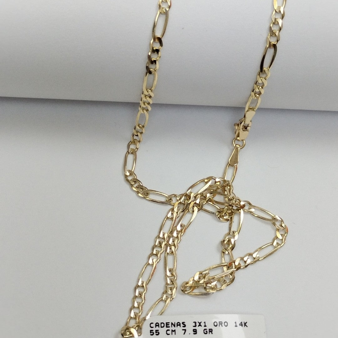 CADENAS 3X1 ORO 14K 55 CM 7.9 GR (NUEVO)