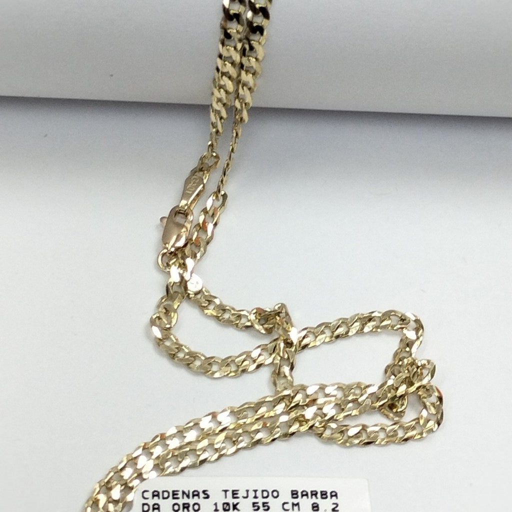 CADENAS TEJIDO BARBADA ORO 10K 55 CM 8.2 GR (NUEVO)