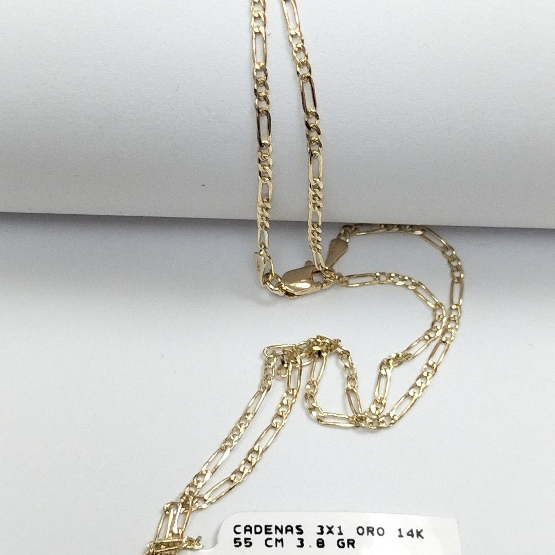 CADENAS 3X1 ORO 14K 55 CM 3.8 GR (NUEVO)