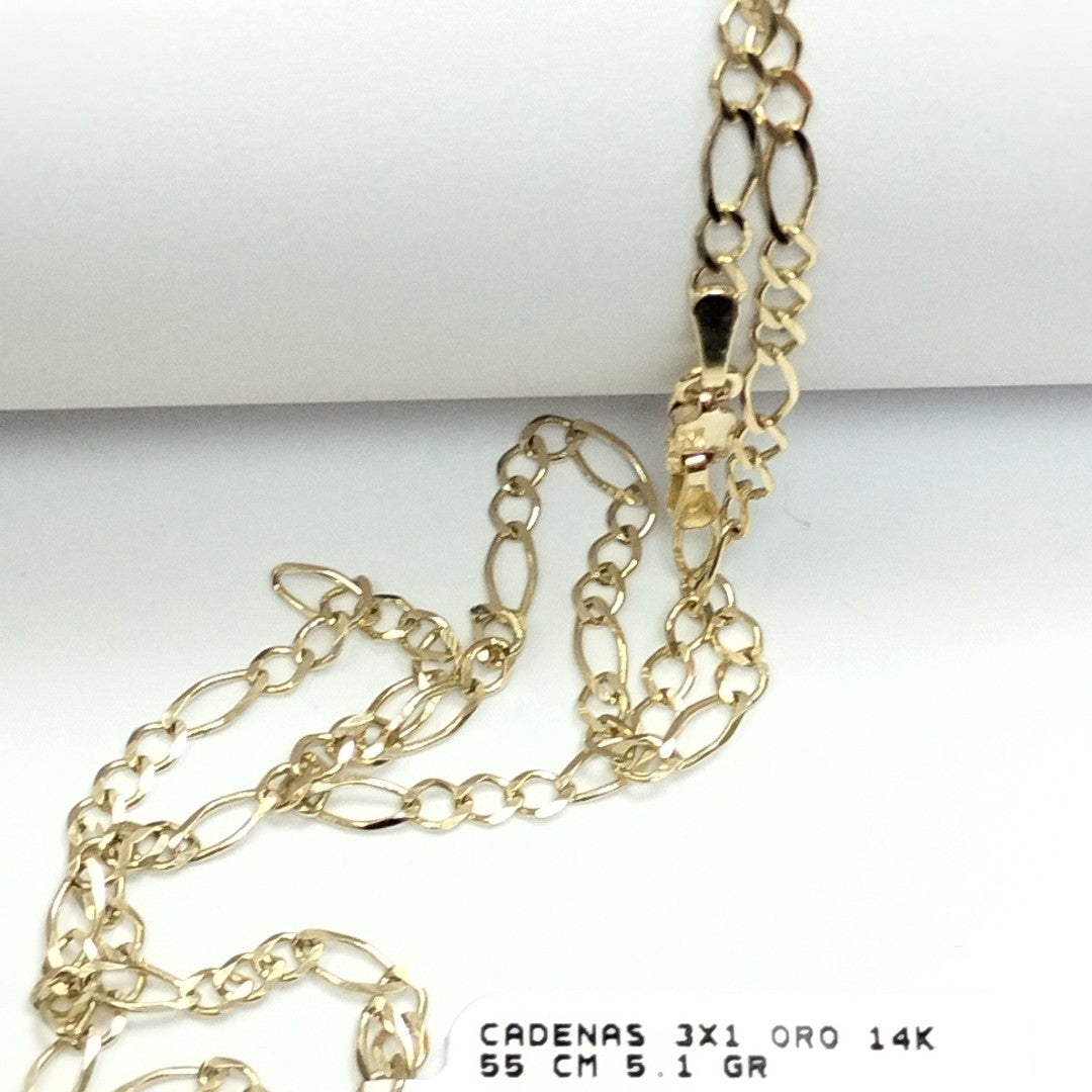 CADENAS 3X1 ORO 14K 55 CM 5.1 GR (NUEVO)
