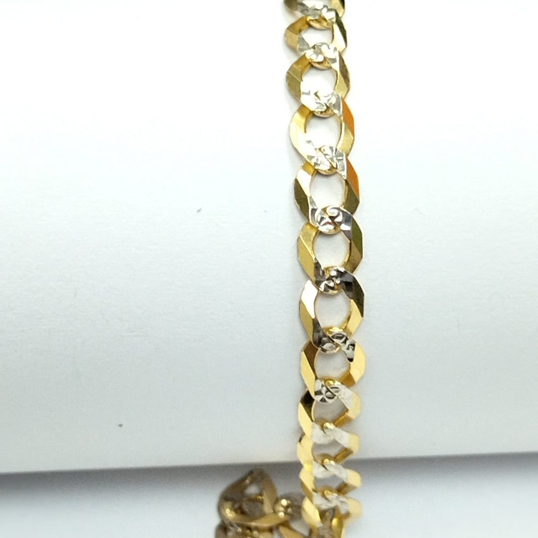 PULSERAS TEJIDO BARBADA DIAMANTADA ORO 14K 16 CM 5.3 GR (NUEVO)