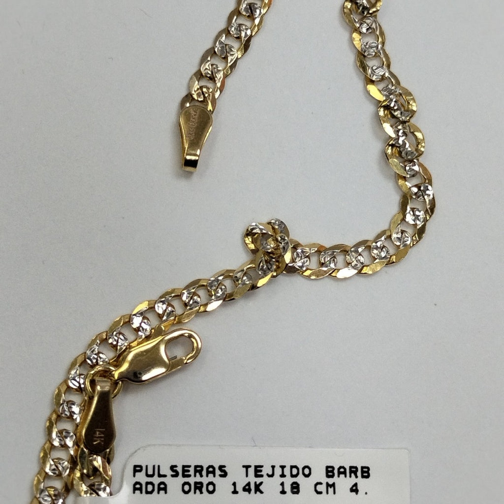 PULSERAS TEJIDO BARBADA ORO 14K 18 CM 4.4 GR (NUEVO)