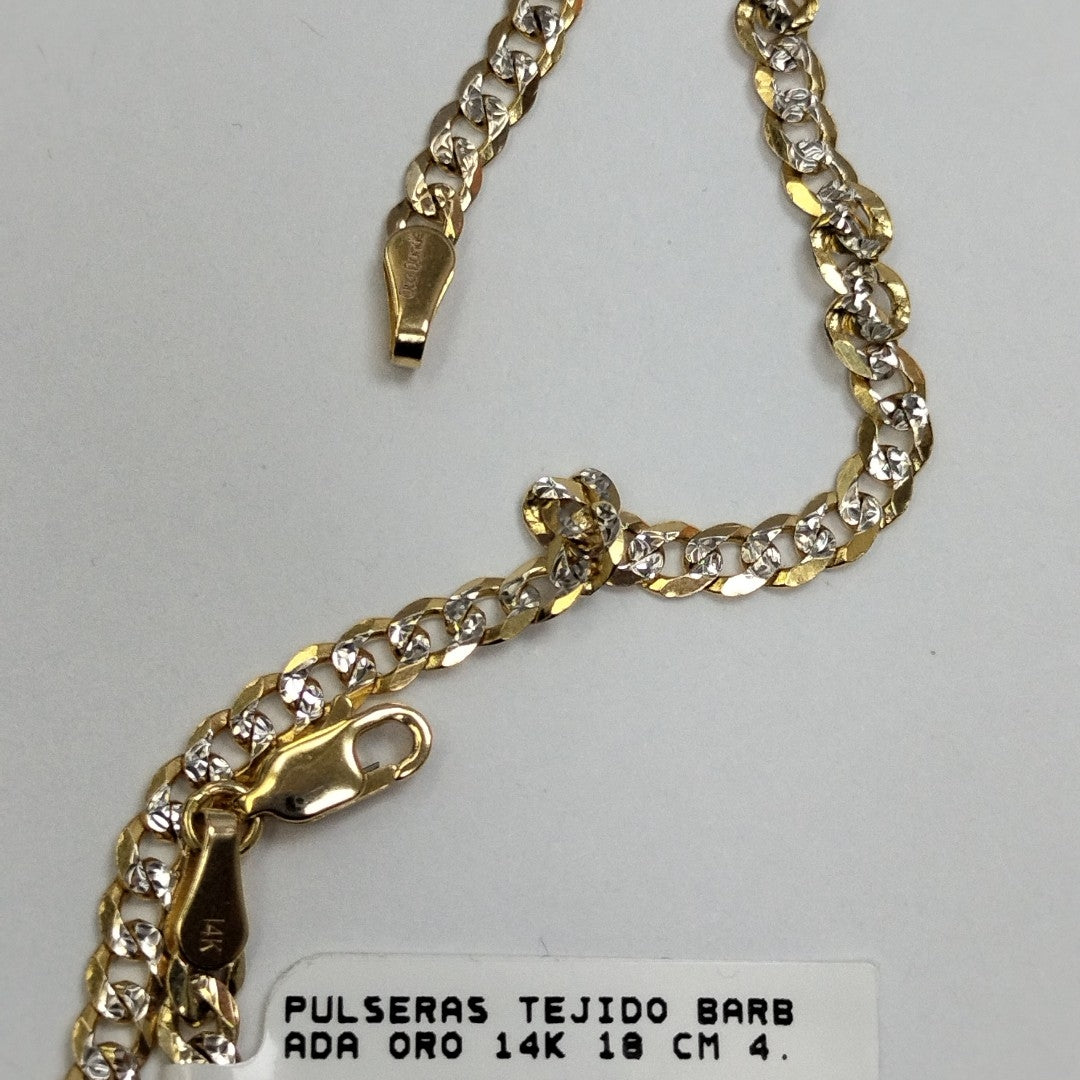 PULSERAS TEJIDO BARBADA ORO 14K 18 CM 4.4 GR (NUEVO)