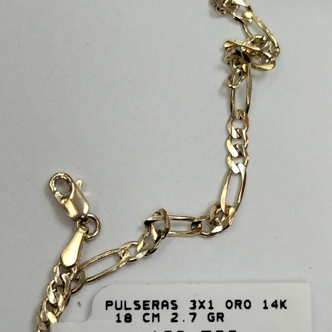 PULSERAS 3X1 ORO 14K 18 CM 2.7 GR (NUEVO)