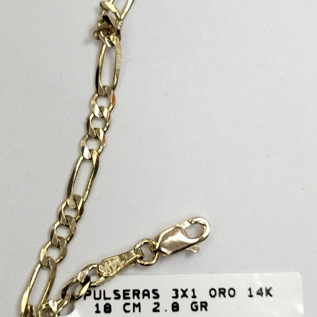 PULSERAS 3X1 ORO 14K 18 CM 2.8 GR (NUEVO)