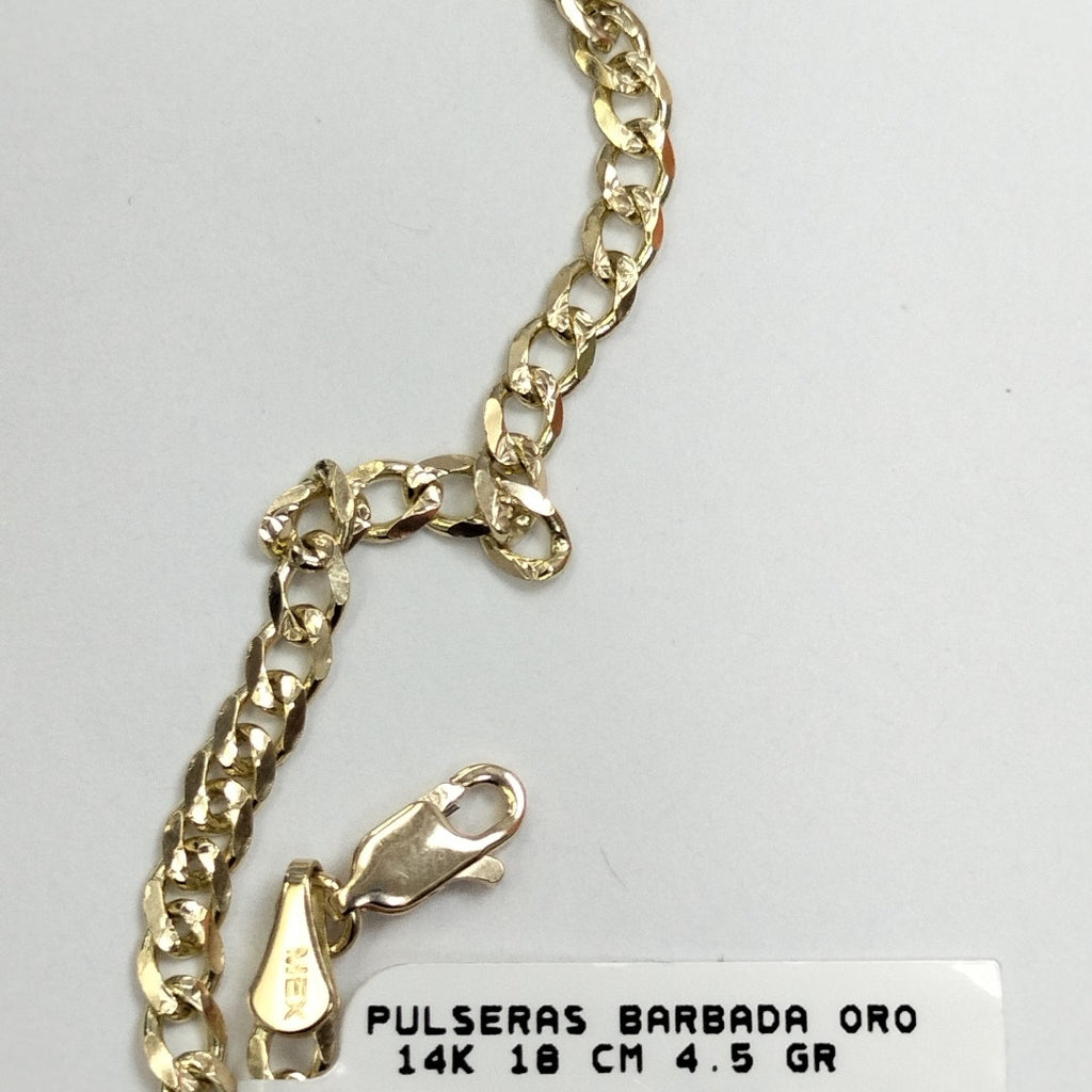 PULSERAS BARBADA ORO 14K 18 CM 4.5 GR (NUEVO)