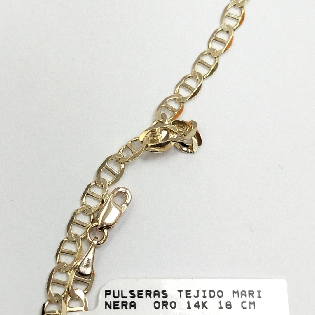 PULSERAS TEJIDO MARINERA ORO 14K 18 CM 2.9 GR (NUEVO)