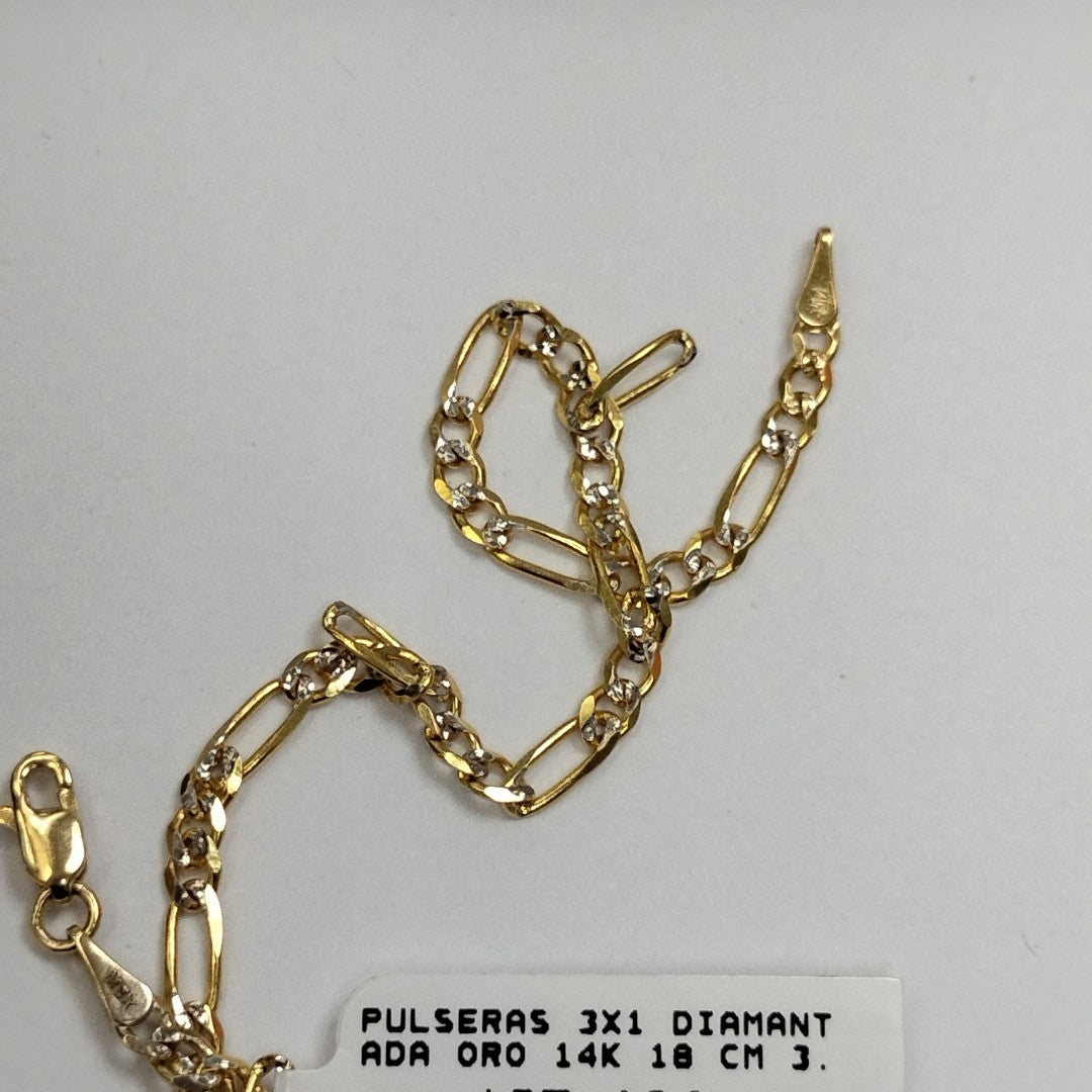 PULSERAS 3X1 DIAMANTADA ORO 14K 18 CM 3.1 GR (NUEVO)