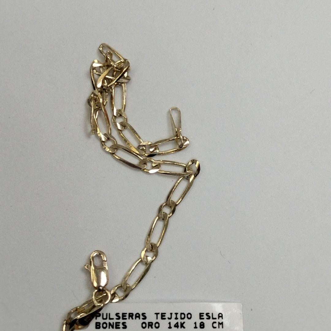 PULSERAS TEJIDO ESLABONES ORO 14K 18 CM 3.1 GR (NUEVO)