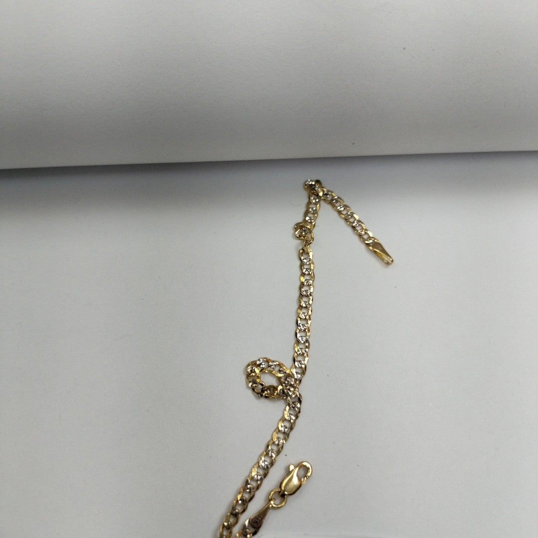 PULSERAS TEJIDO BARBADA DIAMANTADA ORO 14K 18 CM 3.1 GR (NUEVO)