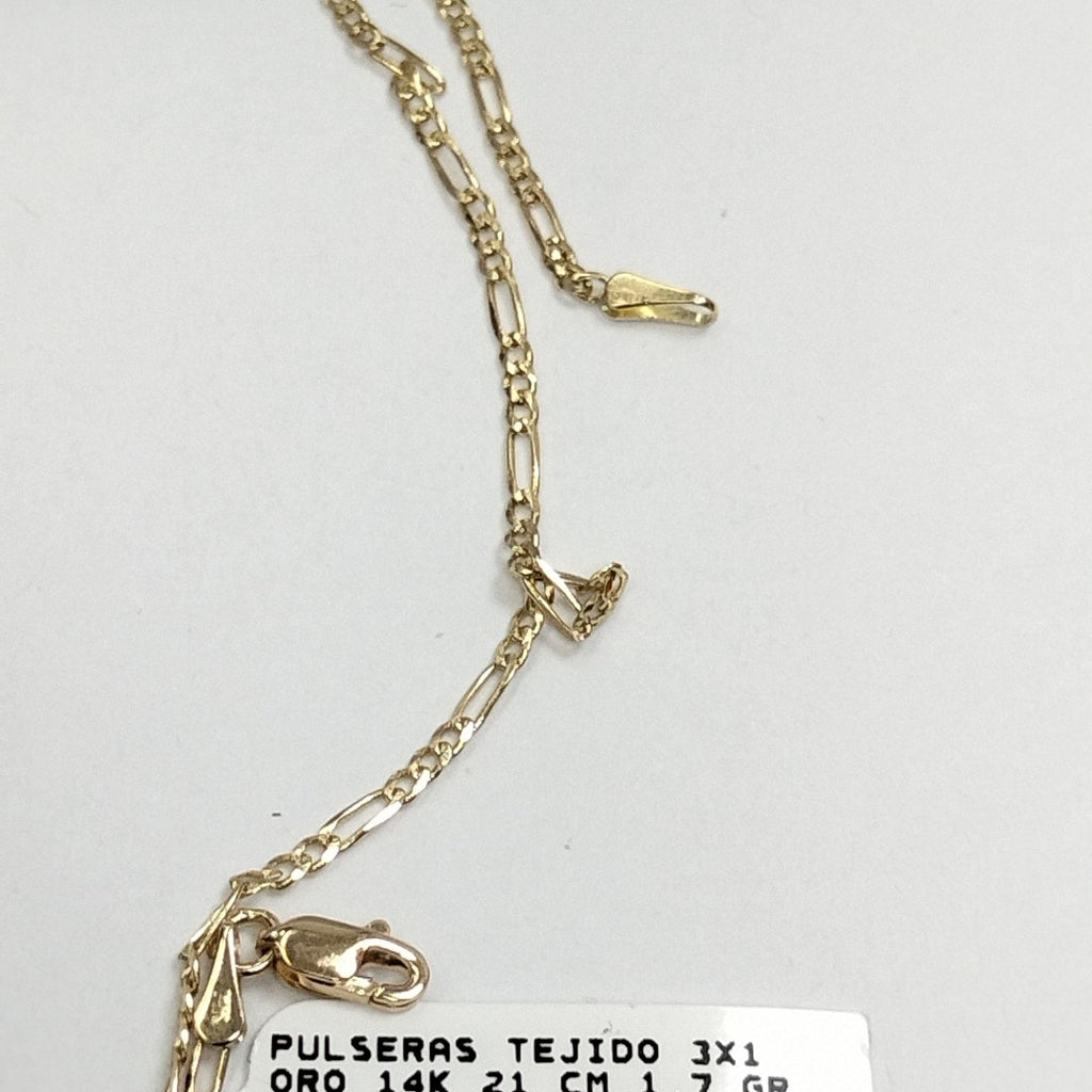 PULSERAS TEJIDO 3X1 ORO 14K 21 CM 1.7 GR (NUEVO)