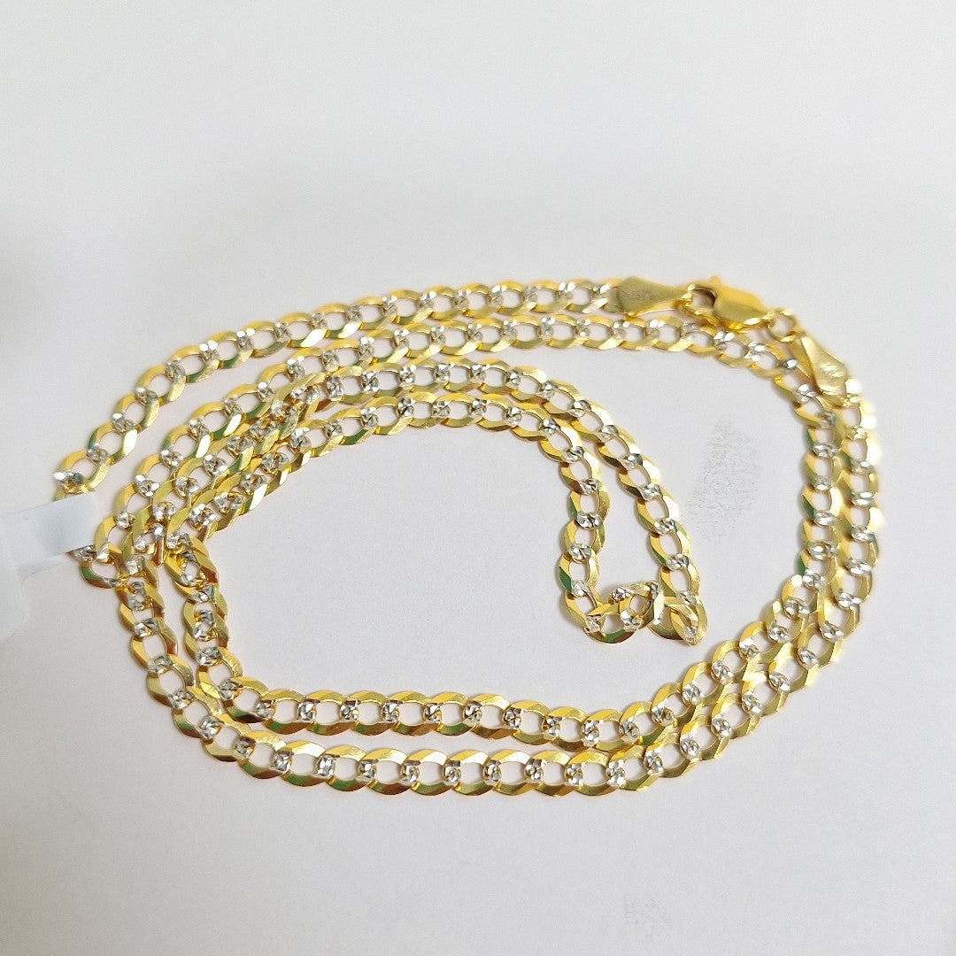 CADENAS BARBADA DIAMANTADA ORO 14K 55 CM 8.8 GR (NUEVO)