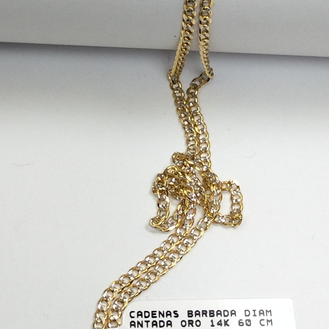 CADENAS BARBADA DIAMANTADA ORO 14K 60 CM 6.2 GR (NUEVO)