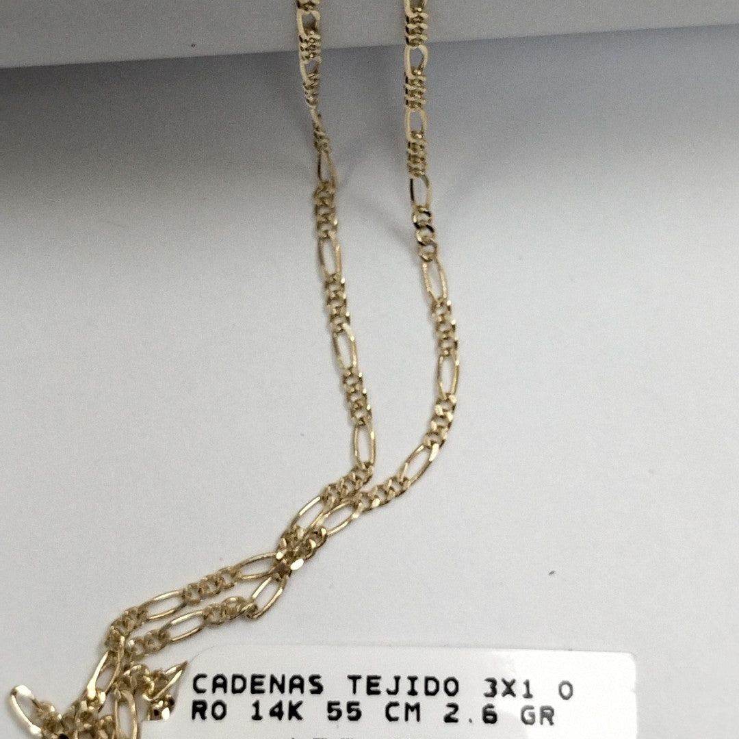 CADENAS TEJIDO 3X1 ORO 14K 55 CM 2.6 GR (NUEVO)