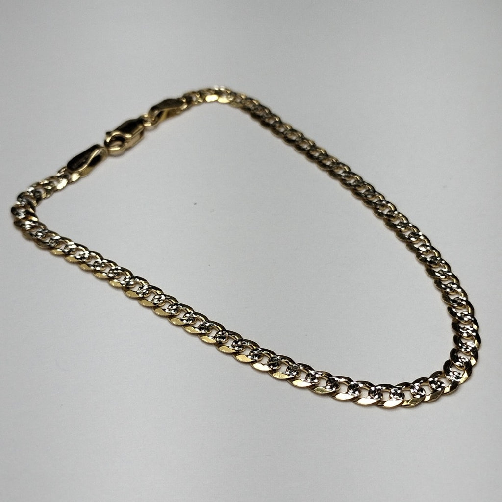 PULSERAS TEJIDO BARBADA DIAMANTADA ORO 14K 21 CM 5 GR (NUEVO)