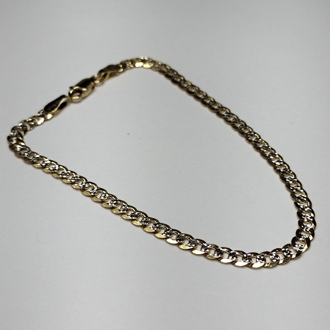 PULSERAS TEJIDO BARBADA DIAMANTADA ORO 14K 21 CM 5 GR (NUEVO)