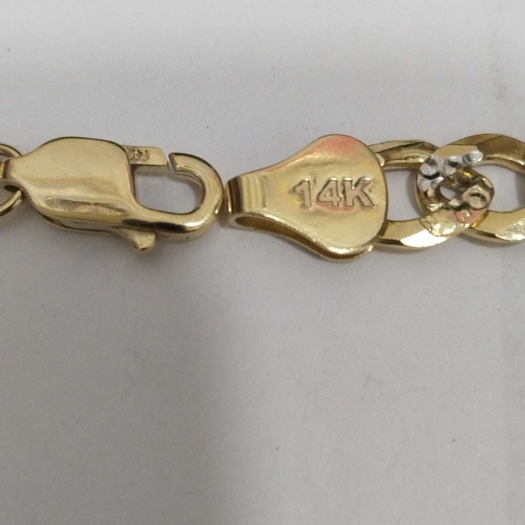 PULSERAS TEJIDO BARBADA DIAMANTADA ORO 14K 21 CM 10.4 GR (NUEVO)