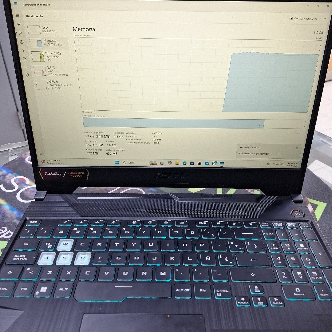 LAPTOP ASUS TUF GAMING A15 FA506NFR-HN007W (2024) 512 GB SSD 8 GB RAM (SEMINUEVO)