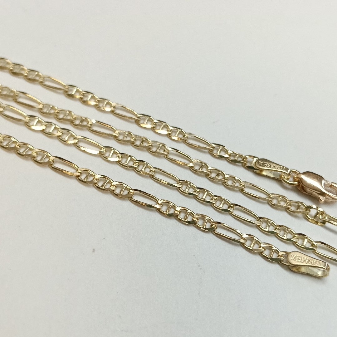 CADENAS TEJIDO FIGARO GUCHI ORO 10K 55 CM 5 GR (NUEVO)