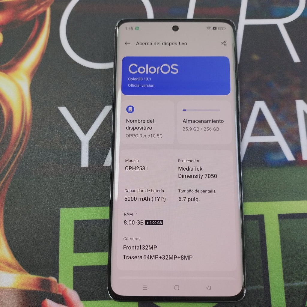 CELULAR OPPO  RENO10 5G CPH2531 (2023) 256 GB 8 GB RAM (SEMINUEVO)