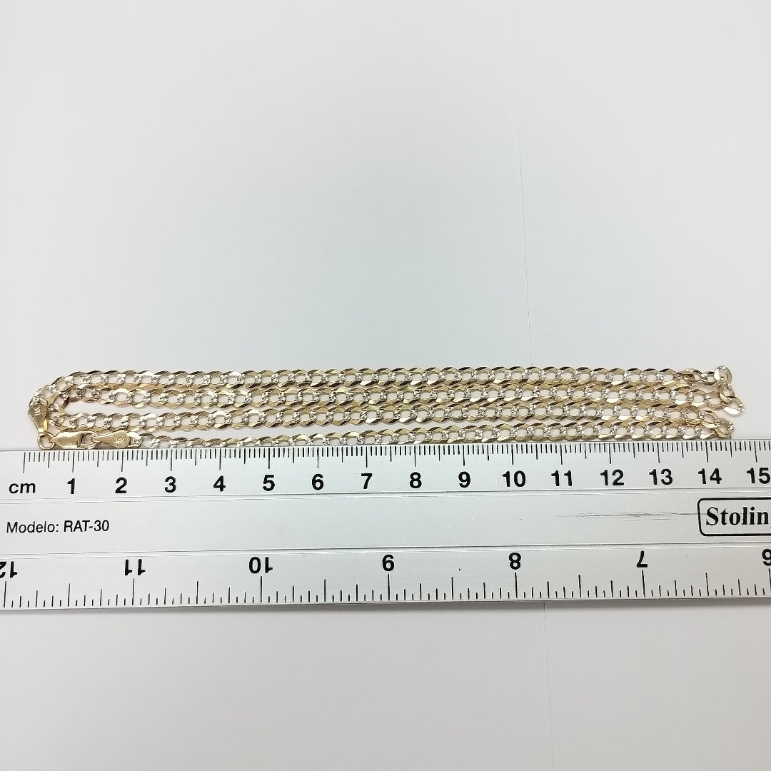 CADENAS BARBADA DIAMANTADA ORO 14K 60 CM 9.5 GR (NUEVO)