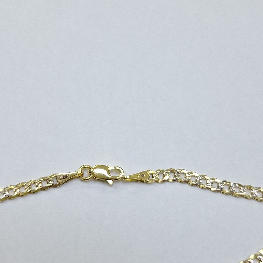 PULSERAS TEJIDO BARBADA DIAMANTADA ORO 14K 18 CM 3.2 GR (NUEVO)