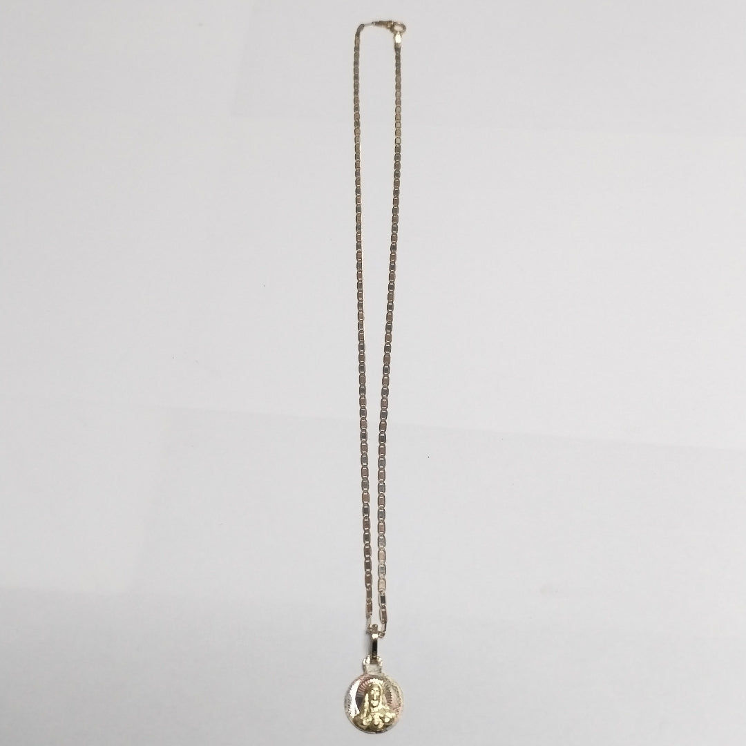 CADENA,MEDALLA RELIGIOSA ORO COMBINADO 14 K 2,10 GRMS (SEMINUEVO)