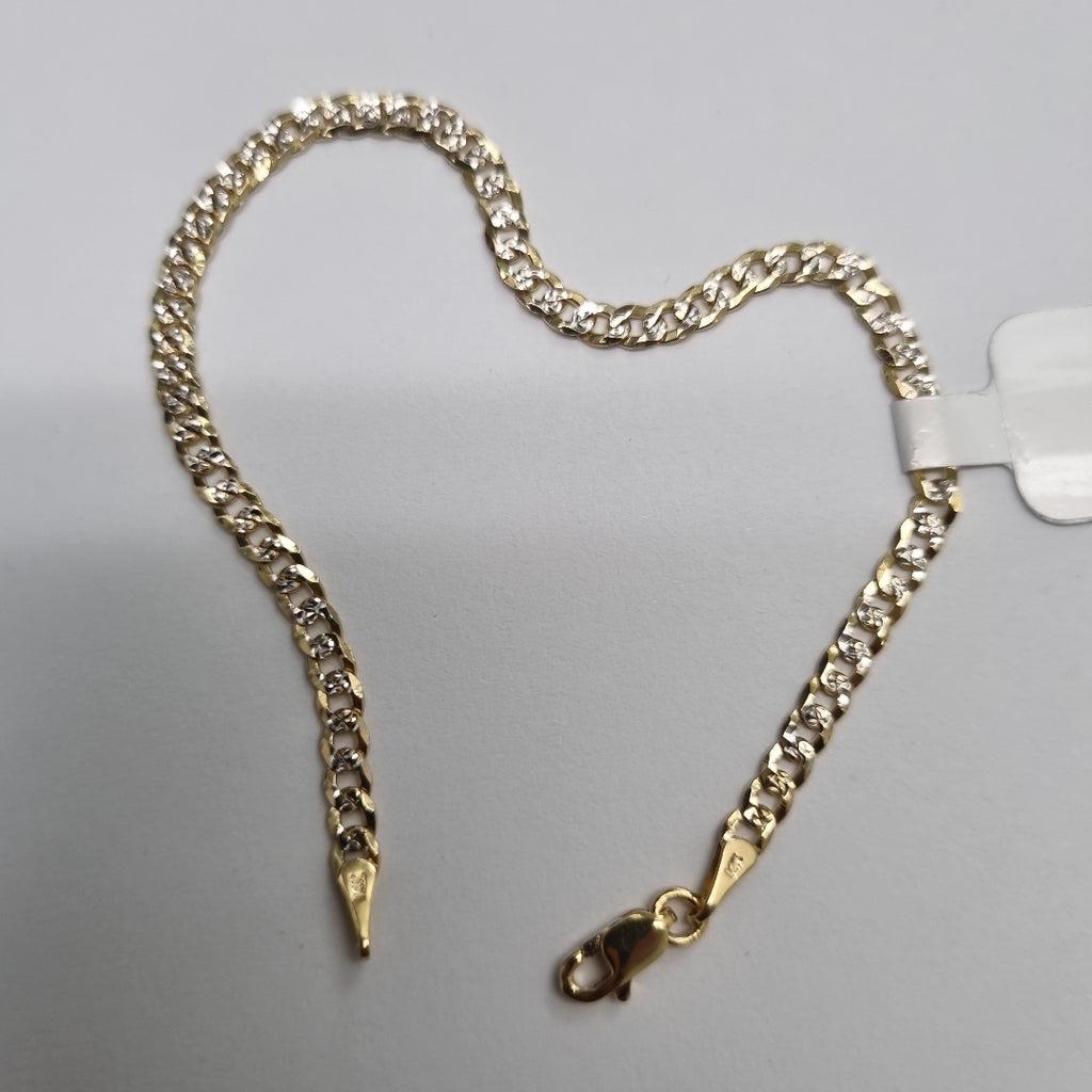PULSERAS TEJIDO BARBADA DIAMANTADA ORO 14K 18 CM 3.1 GR (NUEVO)