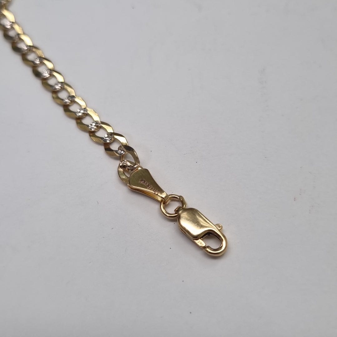 PULSERAS BARBADA DIAMANTADA ORO 14K 21 CM 3.6 GR (NUEVO)