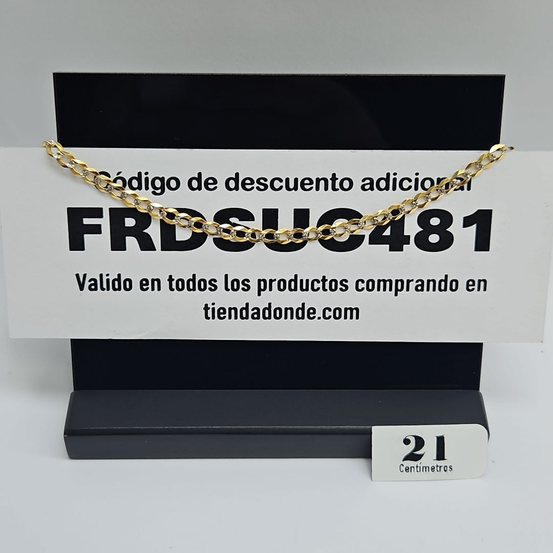 PULSERAS BARBADA DIAMANTADA ORO 14K 21 CM 3.6 GR (NUEVO)