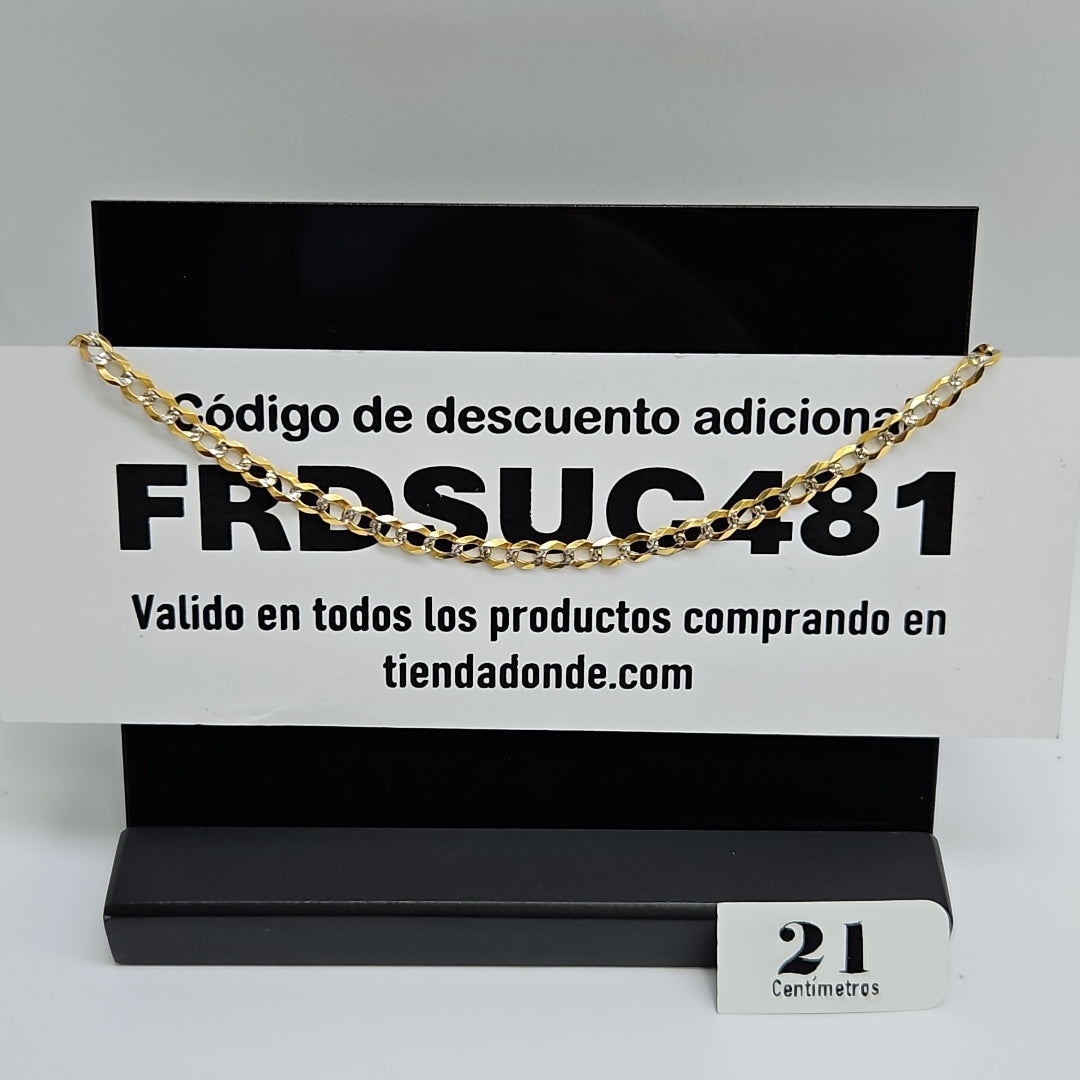 PULSERAS BARBADA DIAMANTADA ORO 14K 21 CM 3.5 GR (NUEVO)