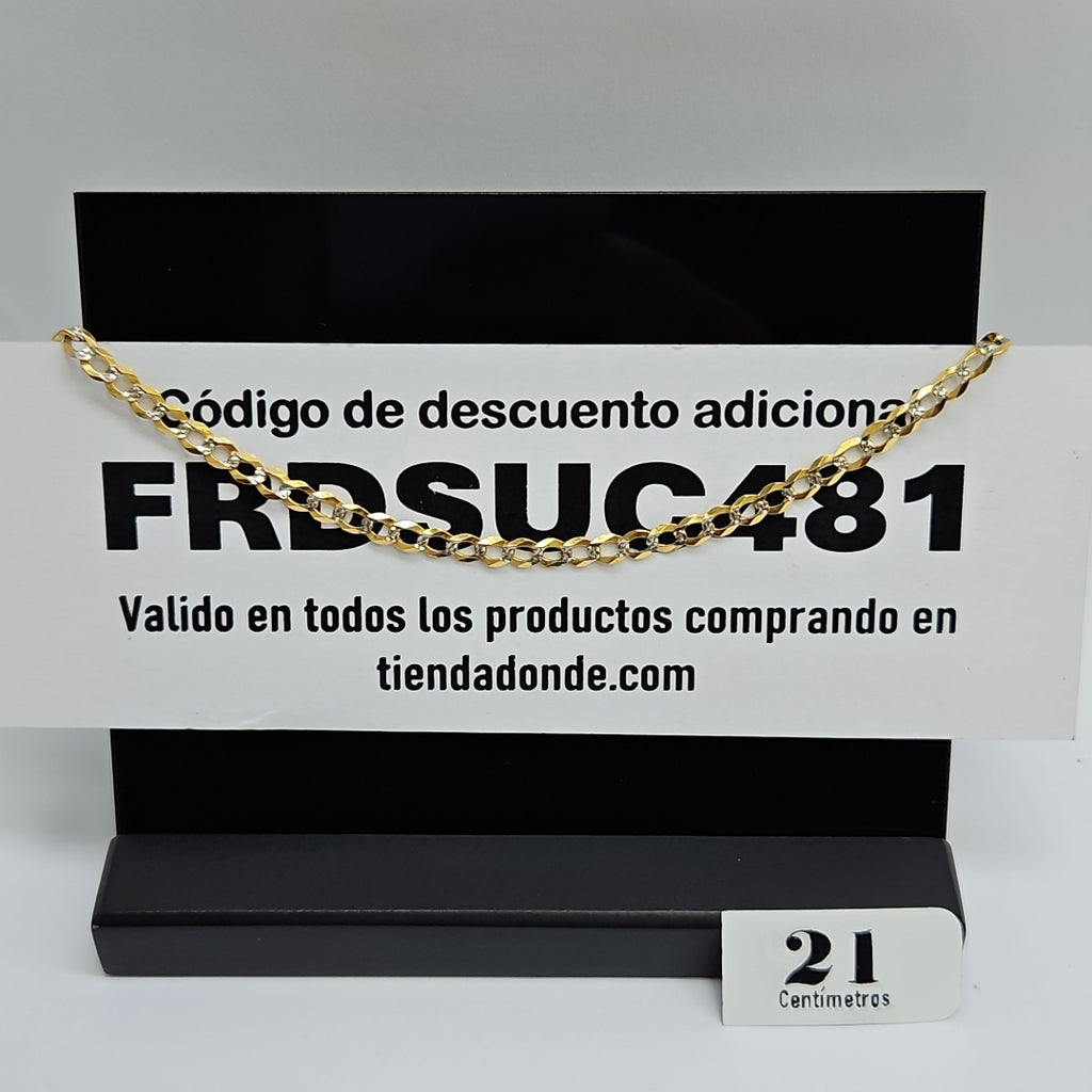 PULSERAS BARBADA DIAMANTADA ORO 14K 21 CM 3.6 GR (NUEVO)