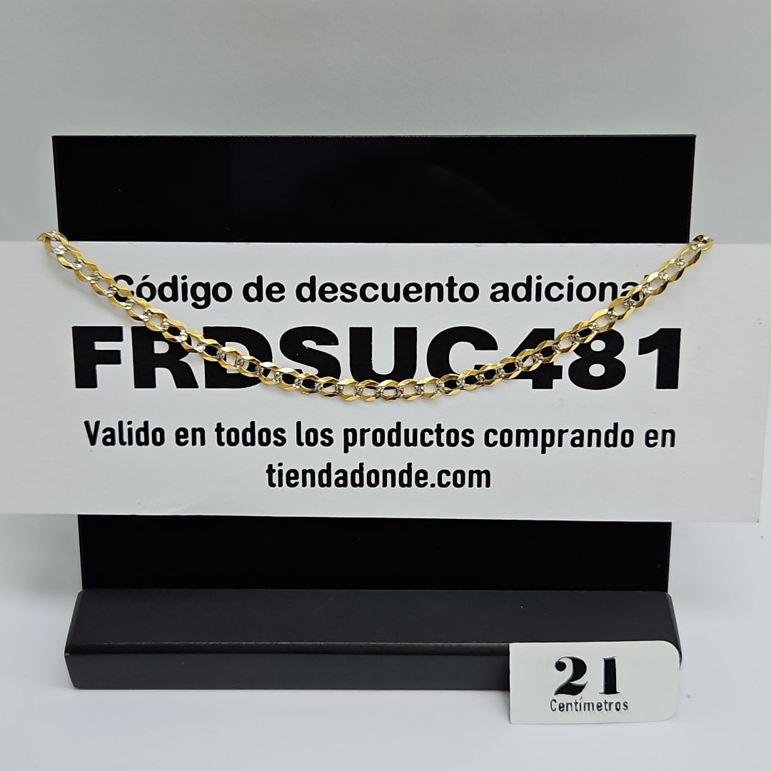 PULSERAS BARBADA DIAMANTADA ORO 14K 21 CM 3.6 GR (NUEVO)