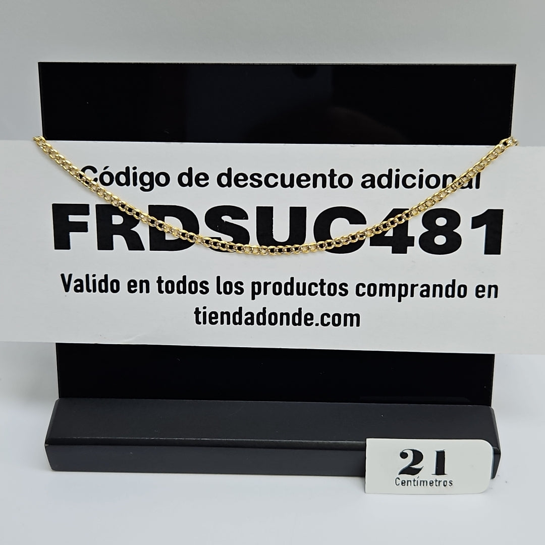 PULSERAS BARBADA DIAMANTADA ORO 14K 18 CM 2.5 GR (NUEVO)