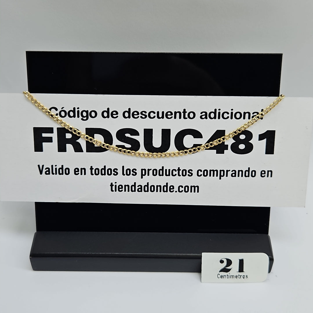 PULSERAS BARBADA DIAMANTADA ORO 14K 18 CM 2.4 GR (NUEVO)