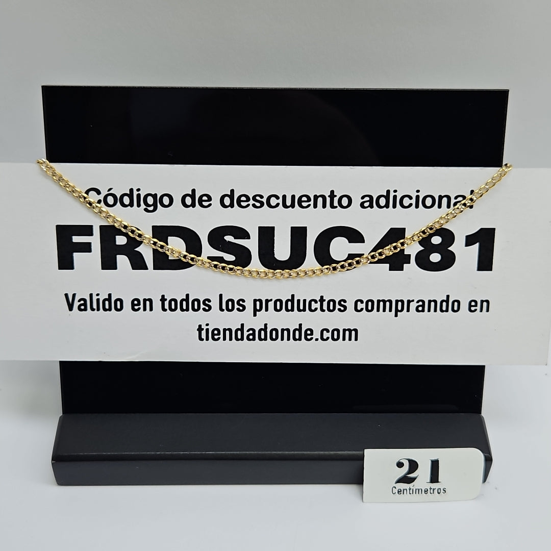 PULSERAS BARBADA DIAMANTADA ORO 14K 18 CM 2.4 GR (NUEVO)