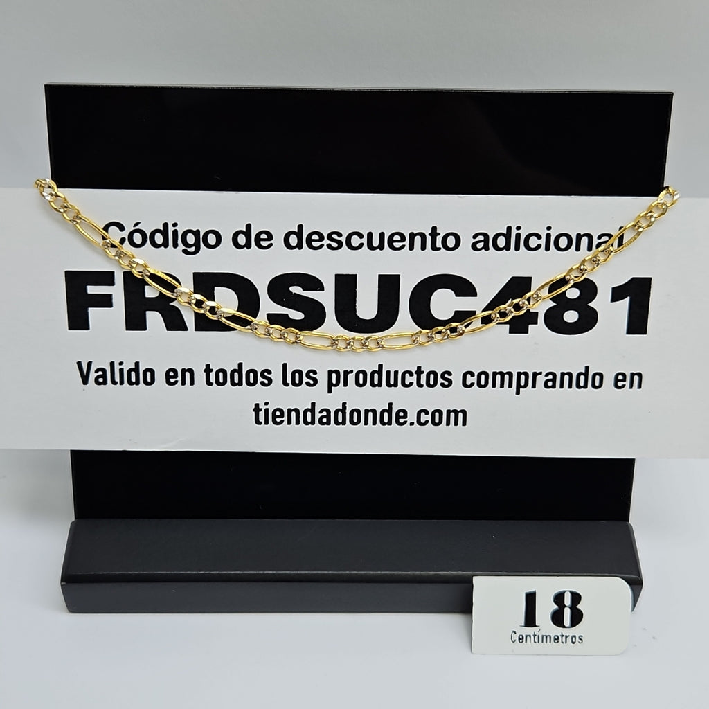 PULSERAS 3X1 DIAMANTADA ORO 14K 18 CM 3 GR (NUEVO)