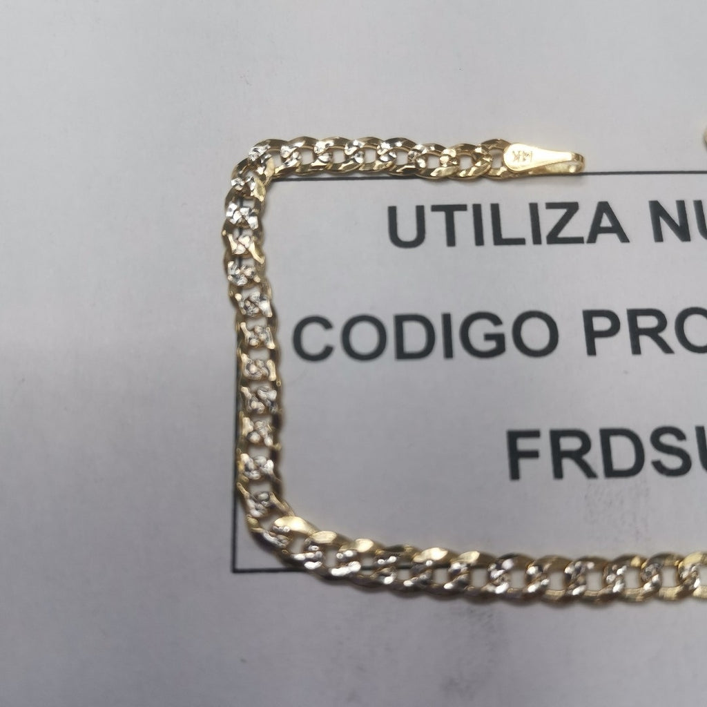 PULSERAS TEJIDO BARBADA DIAMANTADA ORO 14K 18 CM 3.2 GR (NUEVO)