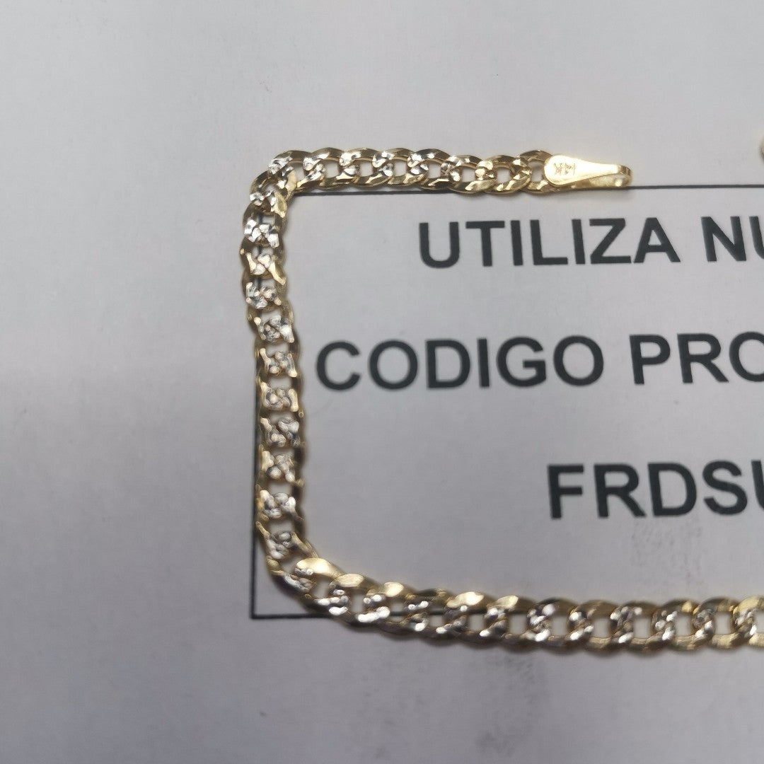 PULSERAS TEJIDO BARBADA DIAMANTADA ORO 14K 18 CM 3.2 GR (NUEVO)