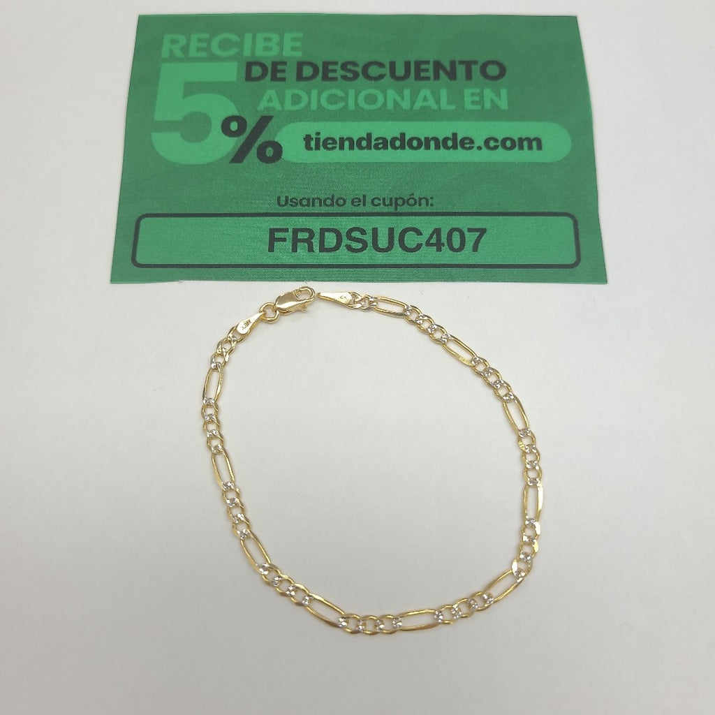 PULSERAS 3X1 DIAMANTADA ORO 14K 18 CM 3 GR (NUEVO)