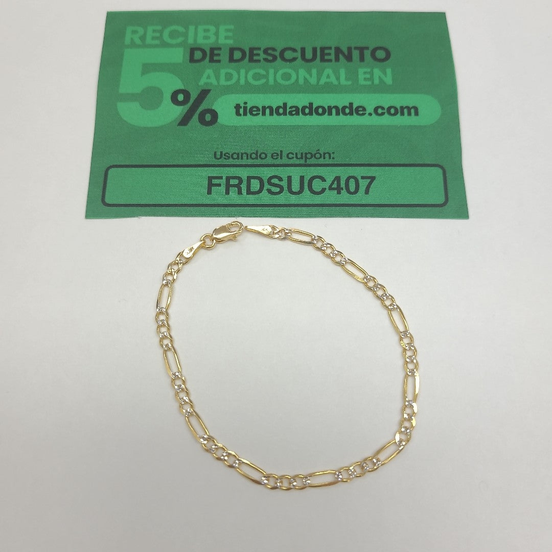 PULSERAS 3X1 DIAMANTADA ORO 14K 18 CM 3 GR (NUEVO)