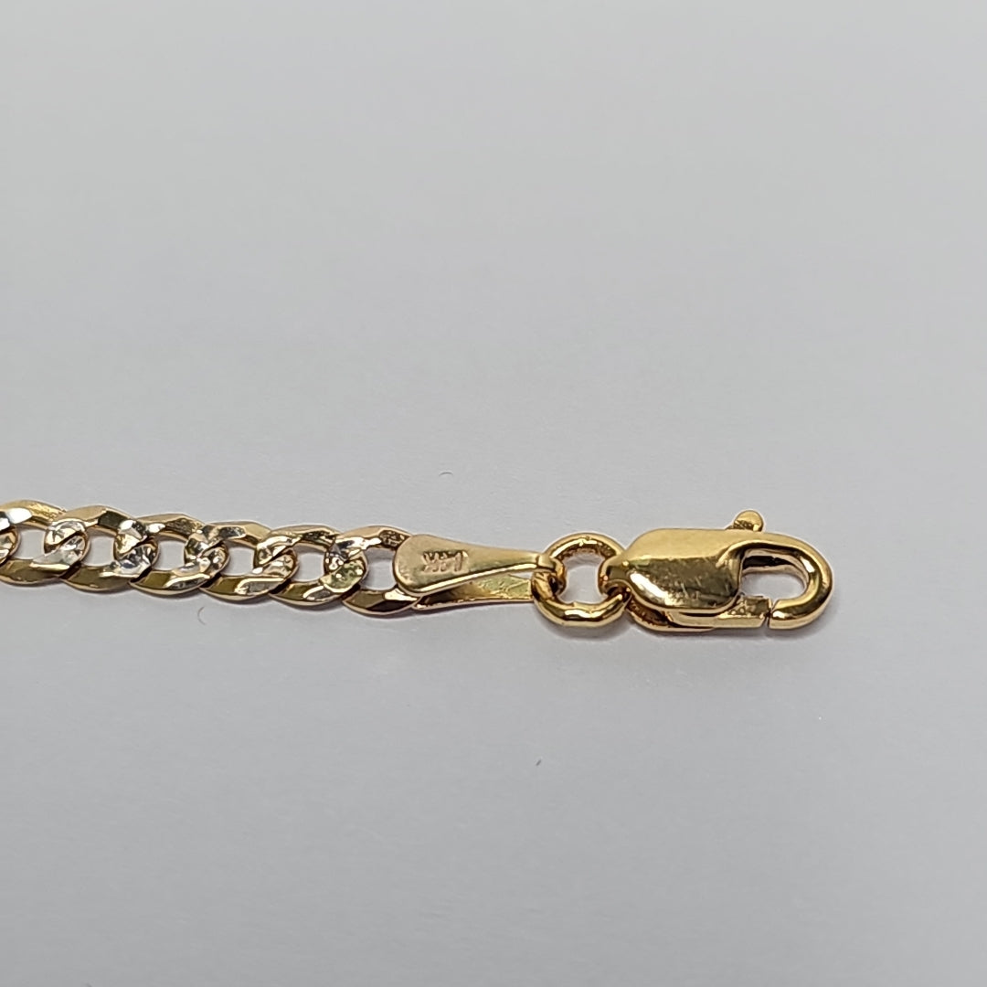 PULSERAS TEJIDO BARBADA DIAMANTADA ORO 14K 18 CM 3.1 GR (NUEVO)