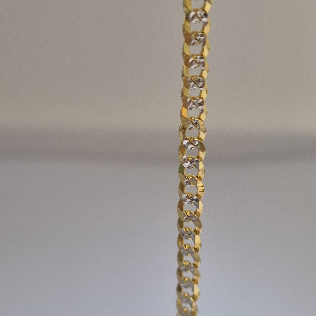 PULSERAS TEJIDO BARBADA DIAMANTADA ORO 14K 18 CM 3.1 GR (NUEVO)