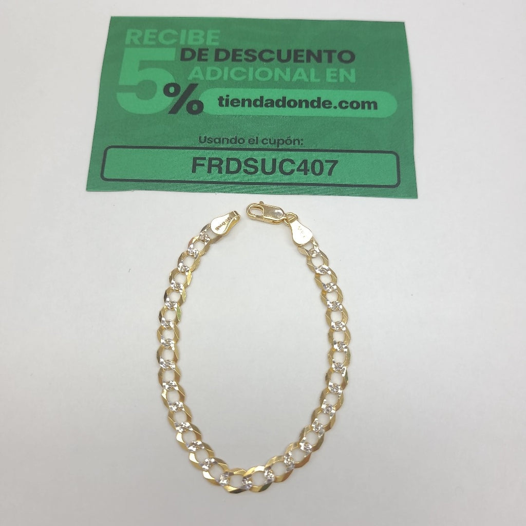 PULSERAS TEJIDO BARBADA DIAMANTADA ORO 14K 16 CM 5.5 GR (NUEVO)