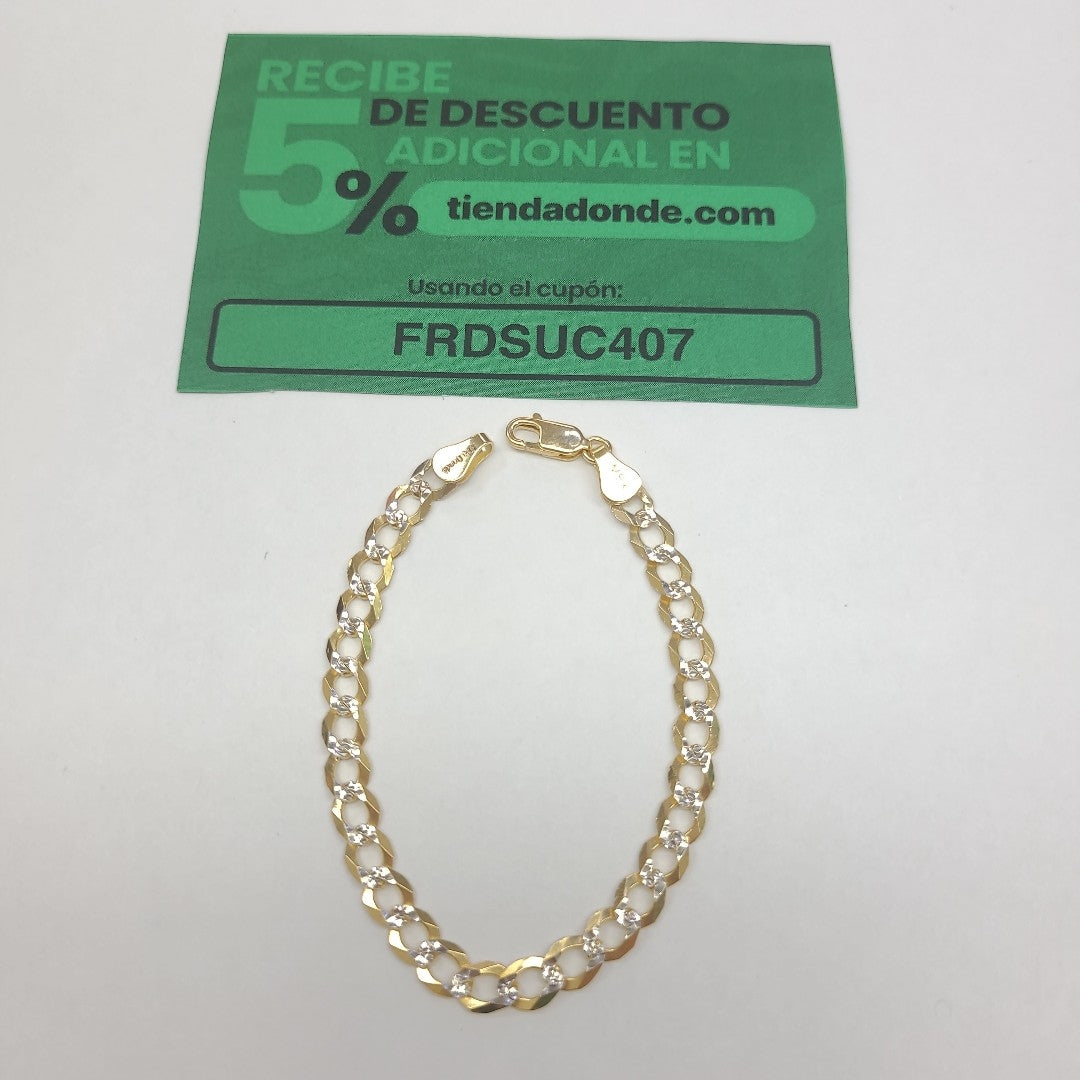 PULSERAS TEJIDO BARBADA DIAMANTADA ORO 14K 16 CM 5.5 GR (NUEVO)